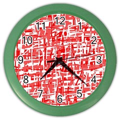 Red Decorative Pattern Color Wall Clocks by Valentinaart