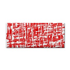 Red Decorative Pattern Hand Towel by Valentinaart