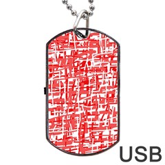 Red Decorative Pattern Dog Tag Usb Flash (two Sides) 