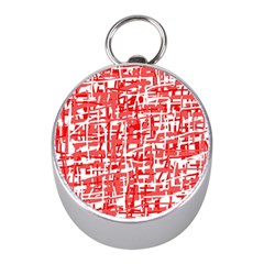 Red Decorative Pattern Mini Silver Compasses