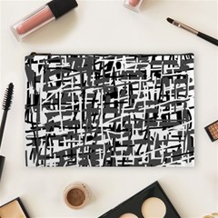 Gray Pattern Cosmetic Bag (large)  by Valentinaart