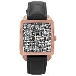 Gray pattern Rose Gold Leather Watch  Front