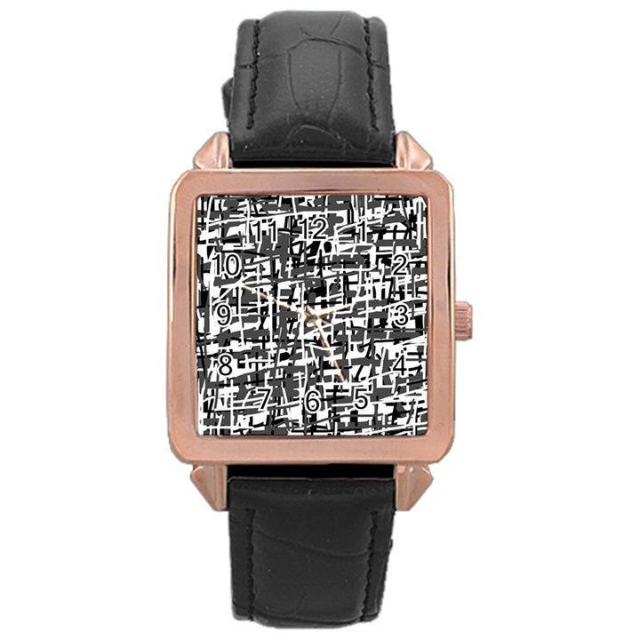 Gray pattern Rose Gold Leather Watch 