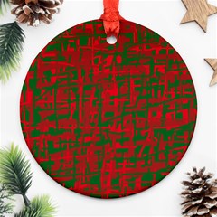 Green And Red Pattern Ornament (round)  by Valentinaart