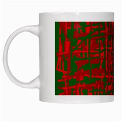 Green And Red Pattern White Mugs by Valentinaart