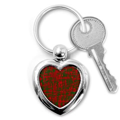 Green And Red Pattern Key Chains (heart)  by Valentinaart