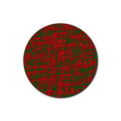 Green And Red Pattern Rubber Coaster (round)  by Valentinaart