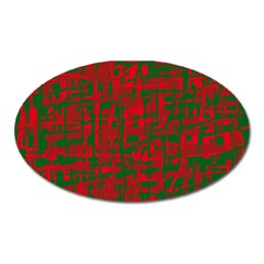 Green And Red Pattern Oval Magnet by Valentinaart