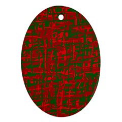 Green And Red Pattern Oval Ornament (two Sides) by Valentinaart