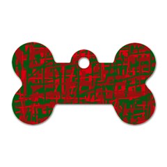 Green And Red Pattern Dog Tag Bone (two Sides) by Valentinaart