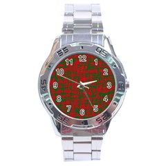 Green And Red Pattern Stainless Steel Analogue Watch