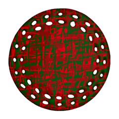 Green And Red Pattern Ornament (round Filigree) 