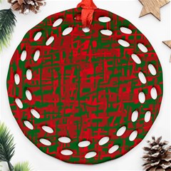 Green And Red Pattern Round Filigree Ornament (2side)