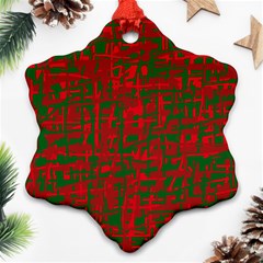 Green And Red Pattern Snowflake Ornament (2-side)