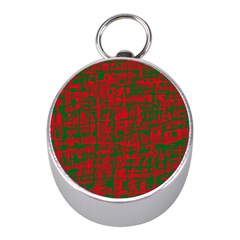 Green And Red Pattern Mini Silver Compasses