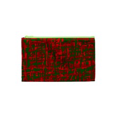 Green And Red Pattern Cosmetic Bag (xs)