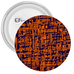 Blue And Orange Decorative Pattern 3  Buttons