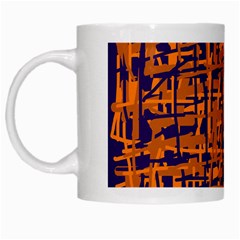 Blue And Orange Decorative Pattern White Mugs by Valentinaart