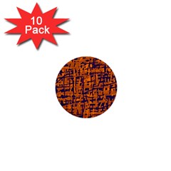 Blue And Orange Decorative Pattern 1  Mini Buttons (10 Pack) 