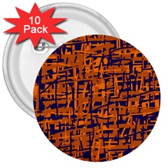 Blue And Orange Decorative Pattern 3  Buttons (10 Pack)  by Valentinaart