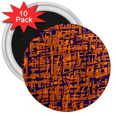 Blue And Orange Decorative Pattern 3  Magnets (10 Pack) 