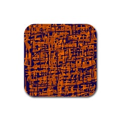 Blue And Orange Decorative Pattern Rubber Square Coaster (4 Pack)  by Valentinaart