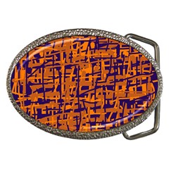 Blue And Orange Decorative Pattern Belt Buckles by Valentinaart