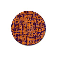 Blue And Orange Decorative Pattern Magnet 3  (round)