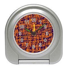 Blue And Orange Decorative Pattern Travel Alarm Clocks