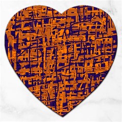 Blue And Orange Decorative Pattern Jigsaw Puzzle (heart)