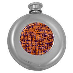 Blue And Orange Decorative Pattern Round Hip Flask (5 Oz)