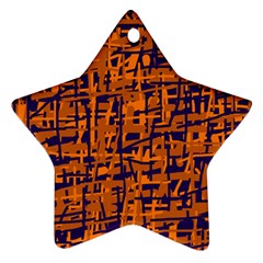 Blue And Orange Decorative Pattern Star Ornament (two Sides)  by Valentinaart