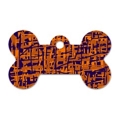 Blue And Orange Decorative Pattern Dog Tag Bone (two Sides)