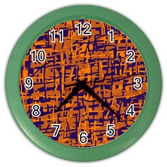 Blue And Orange Decorative Pattern Color Wall Clocks