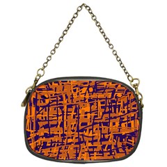 Blue And Orange Decorative Pattern Chain Purses (one Side) 