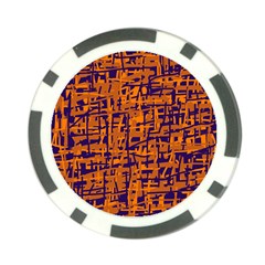 Blue And Orange Decorative Pattern Poker Chip Card Guards (10 Pack) 