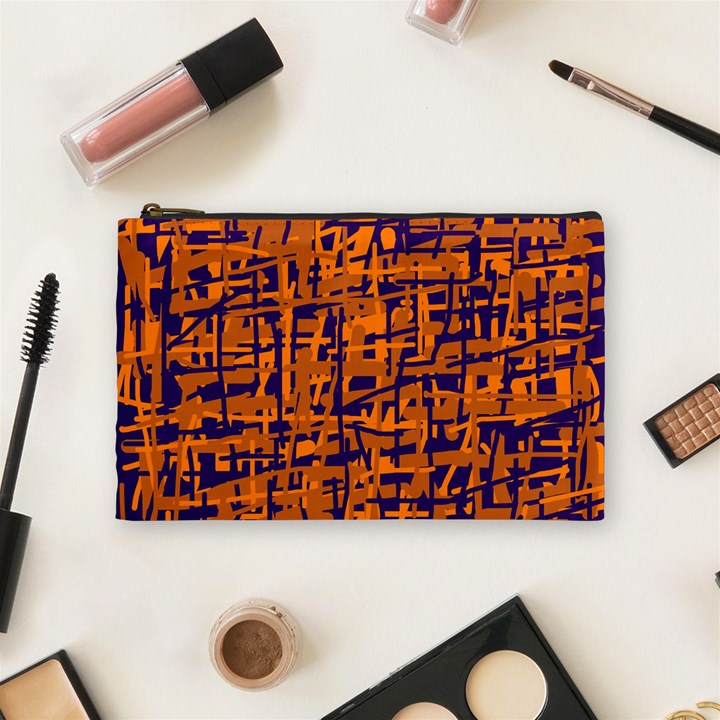 Blue and orange decorative pattern Cosmetic Bag (Medium) 