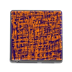 Blue And Orange Decorative Pattern Memory Card Reader (square)