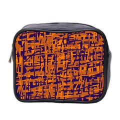 Blue And Orange Decorative Pattern Mini Toiletries Bag 2-side by Valentinaart