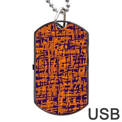 Blue And Orange Decorative Pattern Dog Tag Usb Flash (two Sides)  by Valentinaart