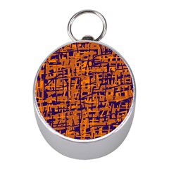 Blue And Orange Decorative Pattern Mini Silver Compasses