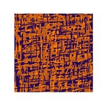 Blue and orange decorative pattern Small Satin Scarf (Square) Front