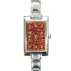 Orange And Blue Pattern Rectangle Italian Charm Watch by Valentinaart