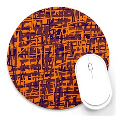 Orange And Blue Pattern Round Mousepads