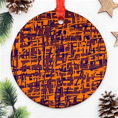 Orange And Blue Pattern Ornament (round)  by Valentinaart