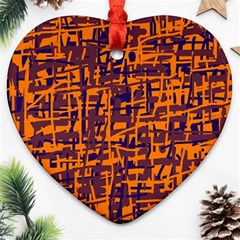 Orange And Blue Pattern Ornament (heart) 