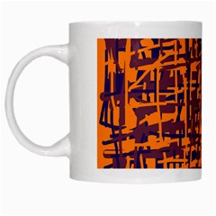 Orange And Blue Pattern White Mugs by Valentinaart