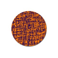 Orange And Blue Pattern Magnet 3  (round) by Valentinaart