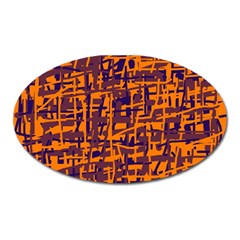 Orange And Blue Pattern Oval Magnet