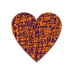 Orange And Blue Pattern Heart Magnet by Valentinaart